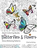 Adult Coloring Book: Butterflies and Flowers : Stress Relieving Patterns (Volume 7)