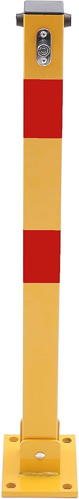 KATSU Yellow Red Fold Down Parking Space Lock Bollard Steel Driveway Guard view 2