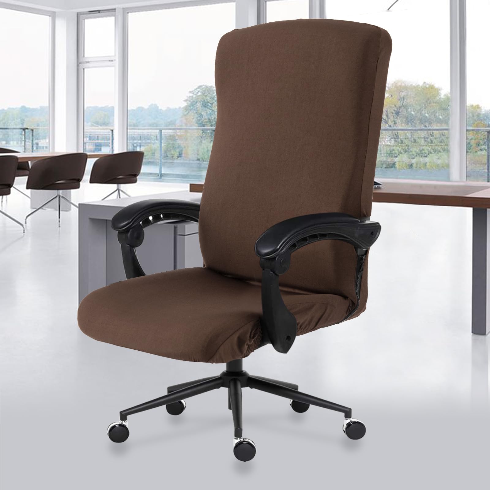 Photo 1 of Stretch Computer Office Chair Cover with Durable Zipper - Universal Washable Removable Spandex Rotating Boss Chair Slipcovers - Anti-dust Soft Desk Chair Seat Protector for Dogs, Cats, Pets