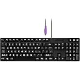 M MC Saite MCSaite Wired PS2 104 Keys Computer Keyboard - Big Print Letters - QWERTY Full Size Keyboard - Black