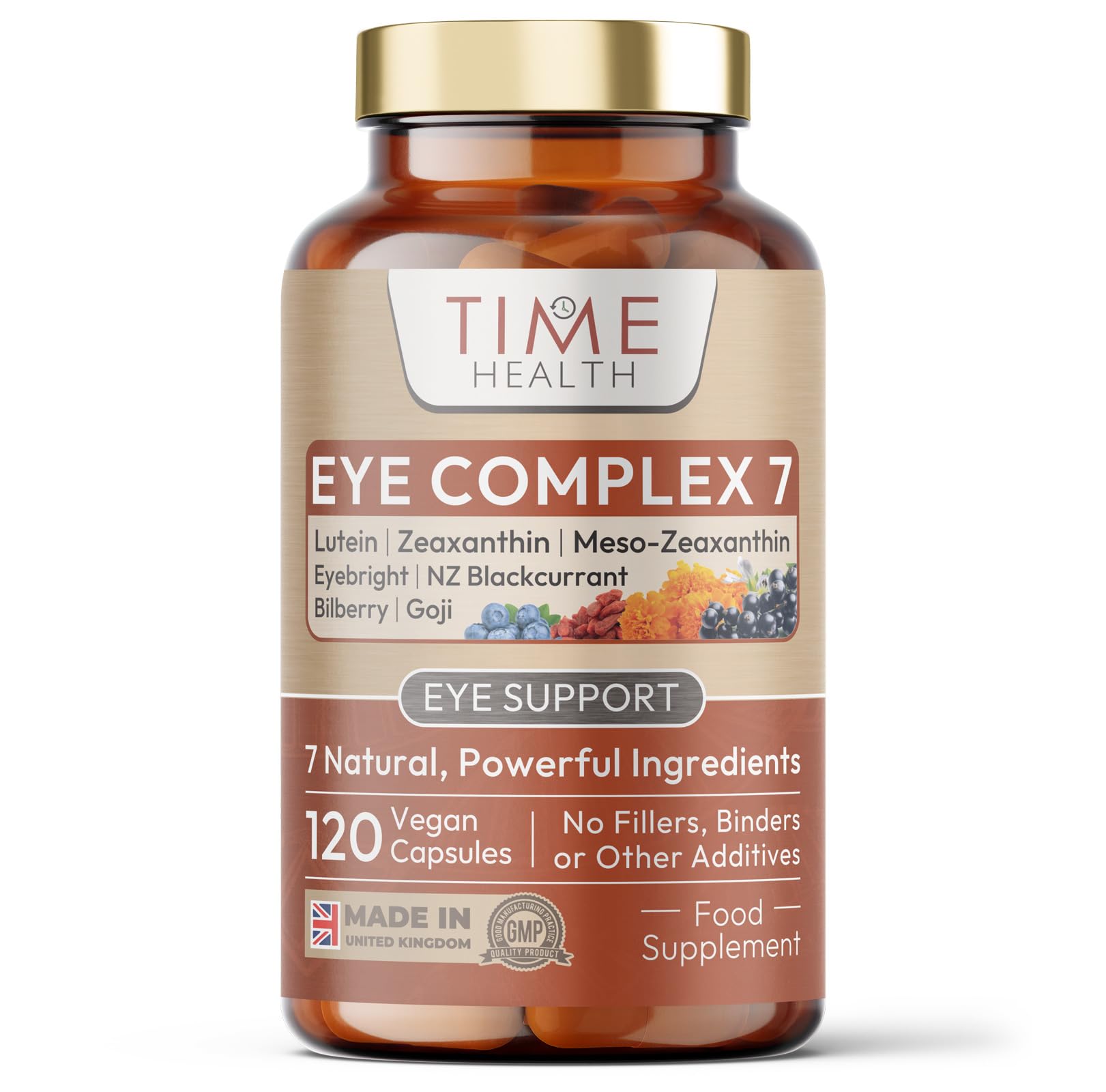 Eye Complex 7-120 Capsules - Lutein, Meso-Zeaxanthin, Zeaxanthin, NZ Blackcurrant, Bilberry, Goji & Eyebright – 4 Month Supply – UK Manufactured
