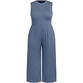CIDER Plus Size Jumpsuits For Curvy Women Crew Neck Sleeveless Elegant Wide Leg Jumpsuits Dressy Casual Summer Outfits