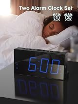 ROCAM Loud Alarm Clock with Bed Shaker Dual Alarm 7.5" Display Blue view 4