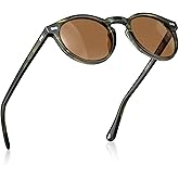 CARFIA Acetate Polarized Sunglasses for Men Retro Classic Round Shades
