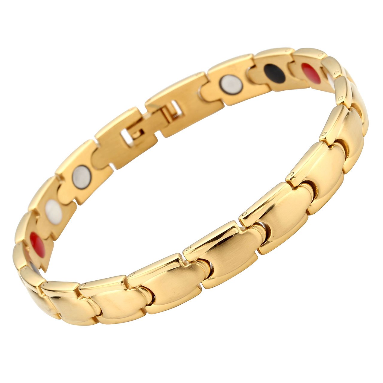 JOVIVI Damen Magnetarmband Edelstahl Magnetische Armband Armreif 4-in-1 Magnete Armband U-Form Design Armreif Gold