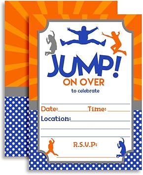 Amazon Com Jump Zone Bounce And Play Trampoline Park Jumping Birthday Party Invitations 5 X7 Fill In Cards With Twenty White Envelopes By Amandacreation Office Products