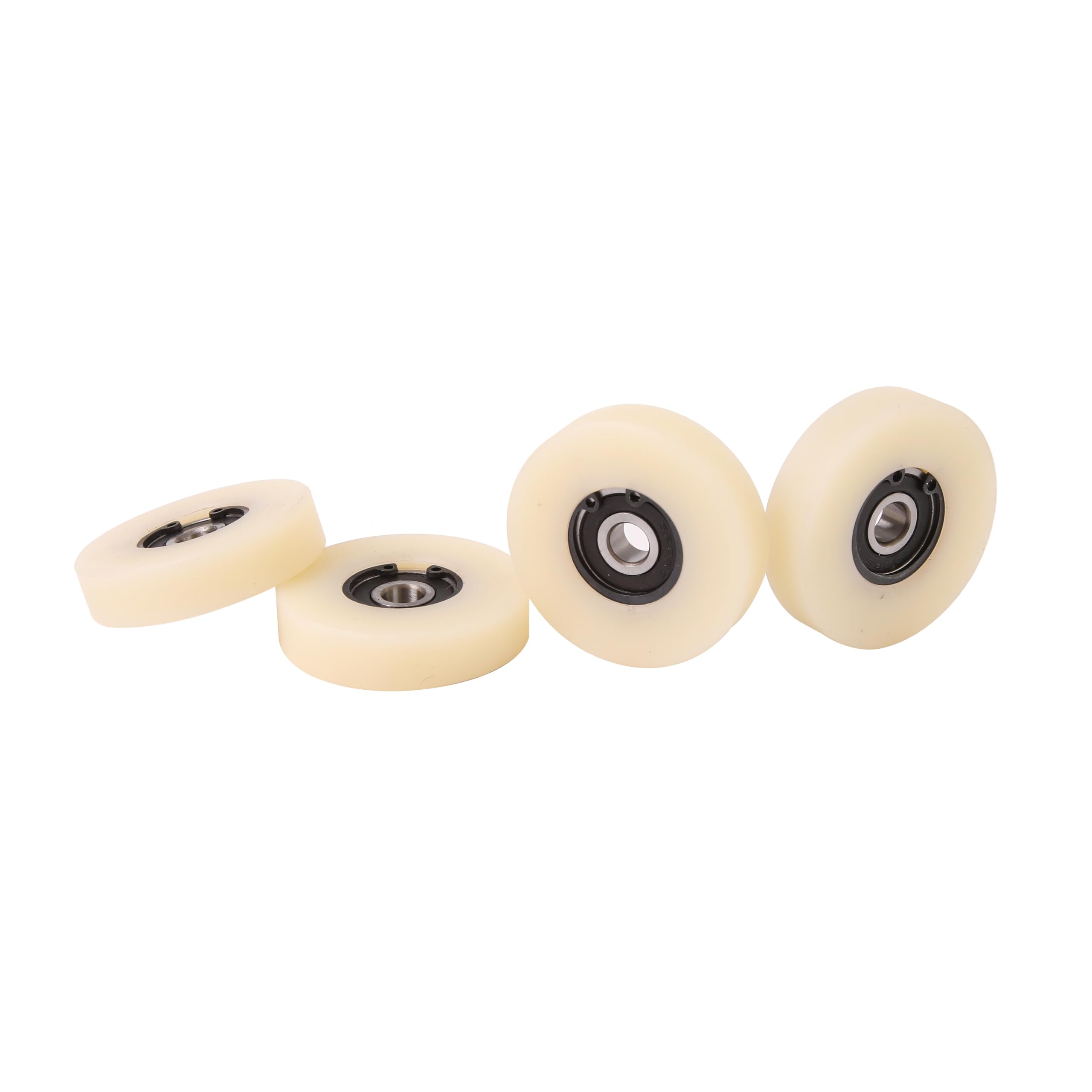 Pack of 4 x 50 mm Diameter Machined Nylon Wheels Made in the EU (12 mm Width- 8 mm Bearing)