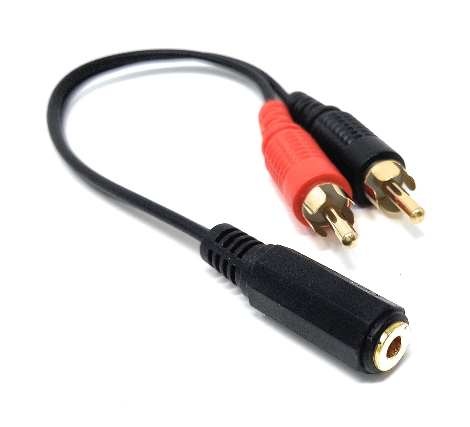 DRUT 1pcs 20cm 3.5mm Stereo Jack Socket to 2 x RCA Phono Plugs Adapter Cable Splitter Audio Lead