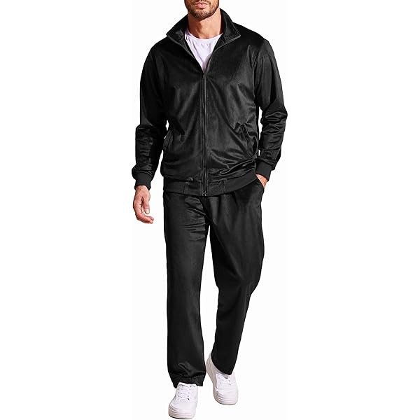 Amazon.com: COOFANDY Mens Velvet Tracksuit Velour Sweatsuits for