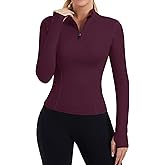 ZHENWEI Womens Workout Tops Long Sleeve Quarter Zip Pullover Quick Dry Golf Shirt Athletic Slim Fit Crop Yoga Gym Tops