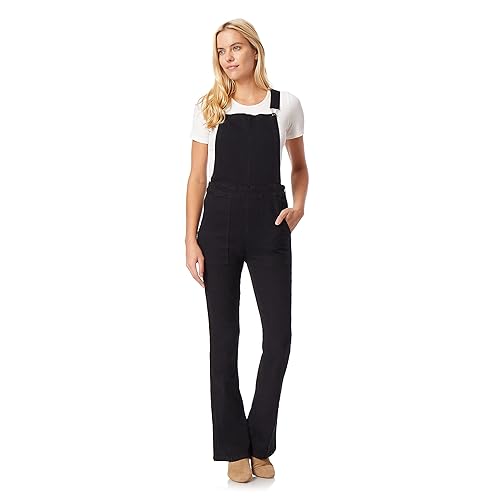 WallFlower Women's Overalls Juniors (Standard and Plus), Black Rinse, Medium