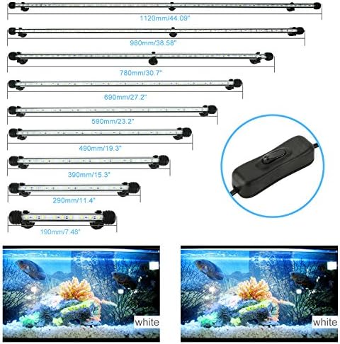 ROSE T White Light Aquarium LED Strip Lighting Set Fully Waterproof Amphibious Submersible Fish Tank Lights (112cm/44.09inches)