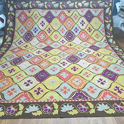 Yilong Carpet Large Soft Handmade French Aubusson Wool Carpet Collection Contemporary Moroccan Trellis Design Rugs (12-Feet-by-14-Feet,Multi-color) W37C12X14