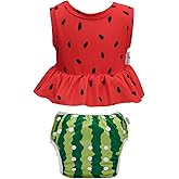 babygoal Baby Girl Swimsuits with Reusable Swim Diaper 2-Piece, Tankini Bathing Suit Swimwear for Infant and Toddler