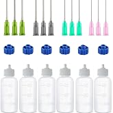 Expesumas 6 Pcs Glue Applicator Bottles, 30ml Plastic Squeezable Dropper Bottles with Blunt Needle Tip 14ga 16ga 18ga 20ga for Glue Applications, Paint Quilling Craft and Oil