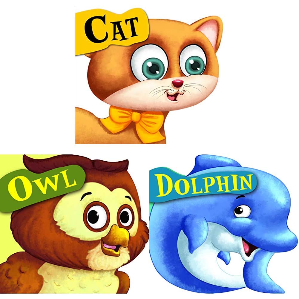 Cutout Board Book: Cat( Animals & Birds) (Cutout Books) + Cutout Board Book: Owl( Animals & Birds) (Cutout Books) + Cutout Board Book: Dolphin( Animals & Birds) (Cutout Books) (Set Of 3 Books)