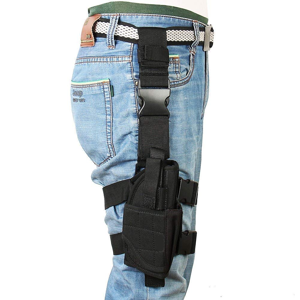Drop Leg Gun Holster - Military Tactical Thigh Bag Universal Pistol Holster With Leg Harness and Nylon Belt for Fancy Dress Games