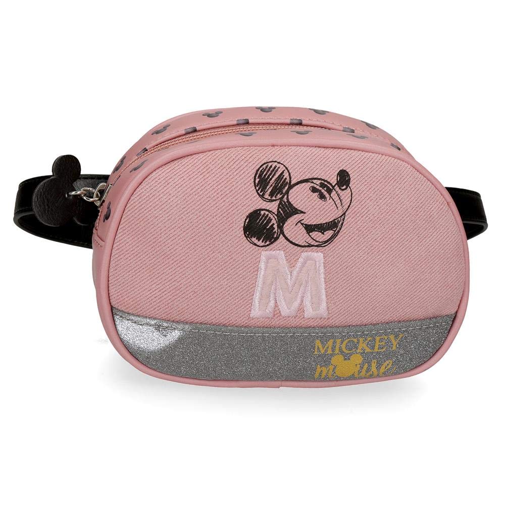 Disney Mickey The Blogger Girls Waist Bag,Pink 17x12x6 cms