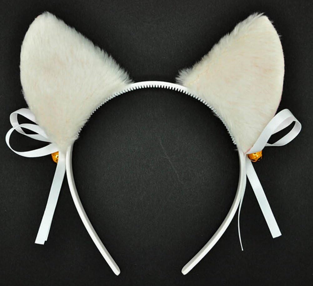 Aqueen Fashion Cat Ear Headband for Women and Girls White