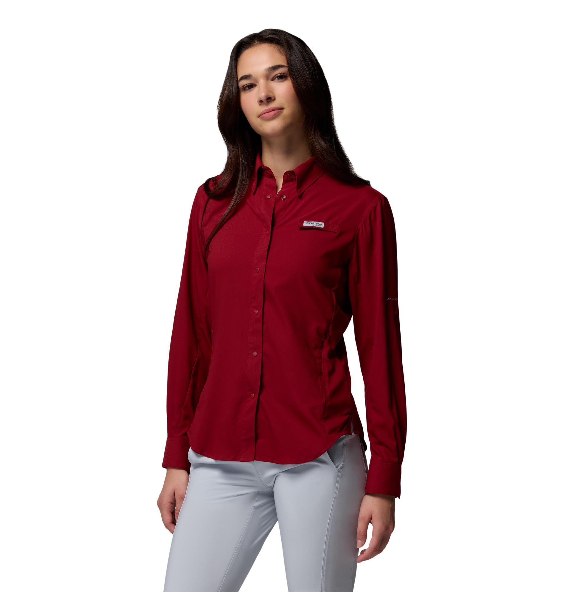 Columbia Women's PFG Tamiami II Long Sleeve Fishing Shirt, Beet, X-Small Image
