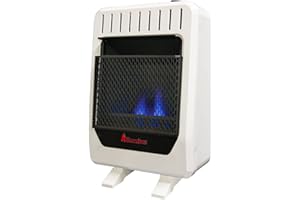 HearthSense Dual Fuel Ventless Blue Flame Heater With Base - 10,000 BTU, Manual Control - Model# BF10M-B-R (Renewed) White