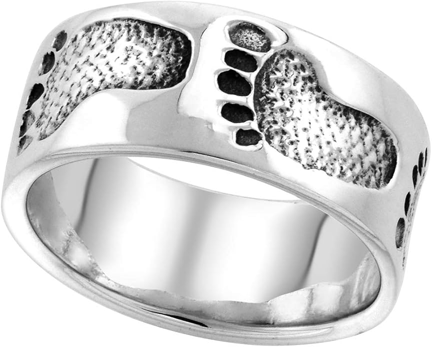 Sterling Silver Footprints in The Sand Ring for Women 3/8