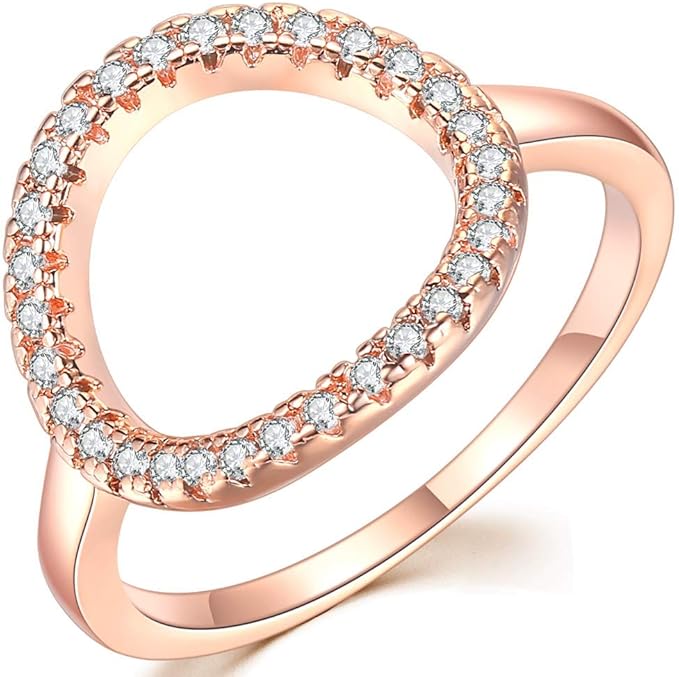 Silver Rose Gold Open Circle Karma Promise Statement Ring Amazon.co.uk