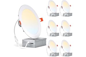 JESLED 4Inch 6CCT LED Recessed Slim Pot Lights with Junction Box, 2700K 3000K 3500K 4000K 5000K 6000K Changeable, 9W 750LM Di