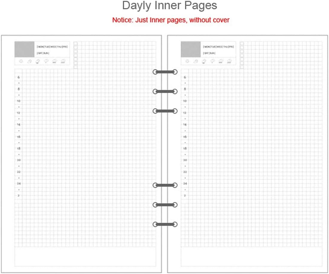 Pvc Spiral Notebook Cover Loose Diary Coil Ring Binder Filler Paper Separate Planner Receive Bag Card Storage,Daily Plan,A5