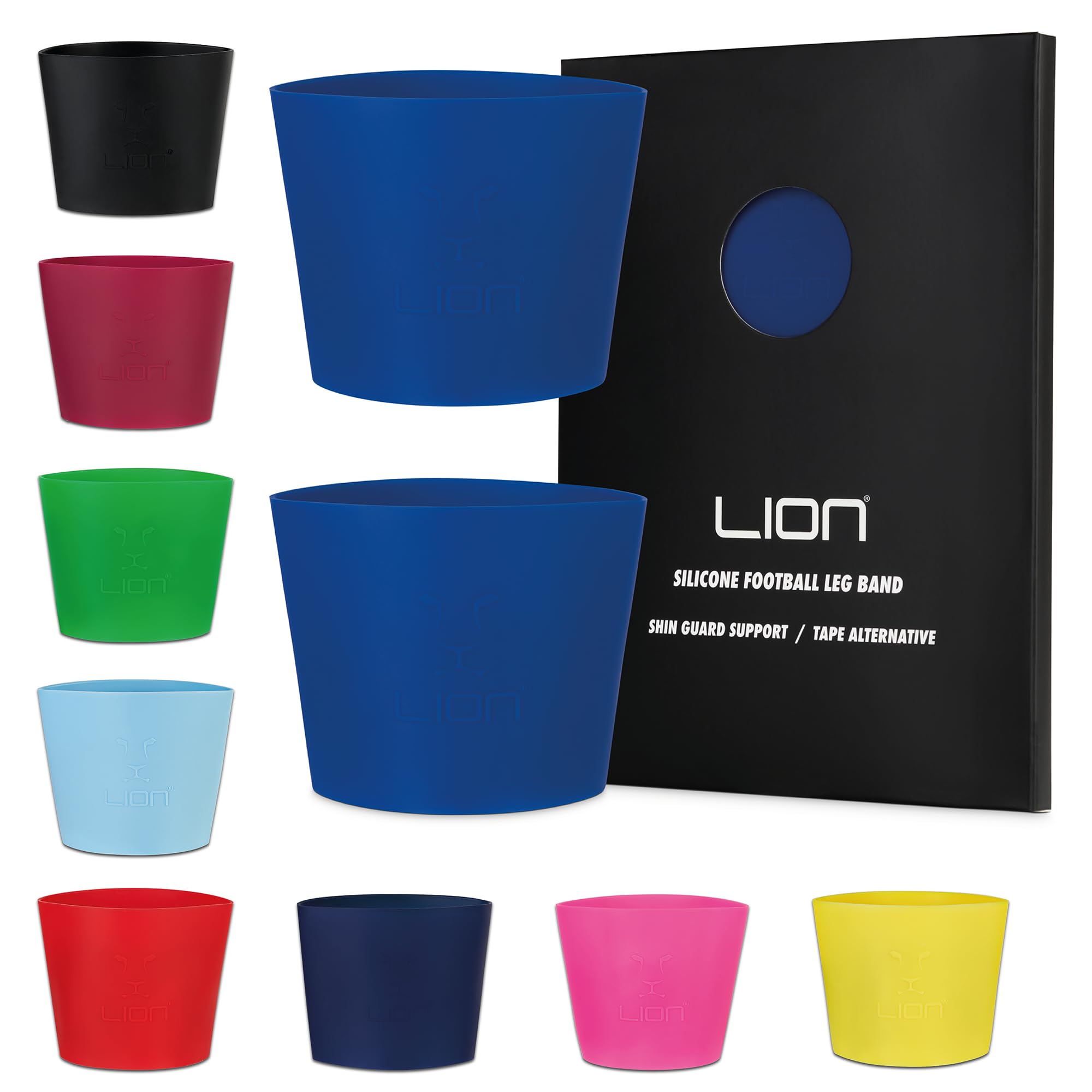 Silicone Football Leg Bands For Adults & Kids - The Tape Alternative To Hold Shin Pads In Place To Match Your Kit (Navy)