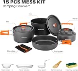 Odoland Camping Cookware Set Non-Stick Lightweight Mess Kit for 4-6 view 3