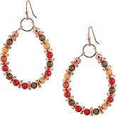 MINACHI Bohemian Earth-Tone Beaded Hoop Earrings, Handmade Drop Dangle Jewelry for Women