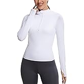 MathCat Half Zip Workout Seamless Shirts for Women Long-Sleeved Yoga Running Breathable Thumb Holes Tops