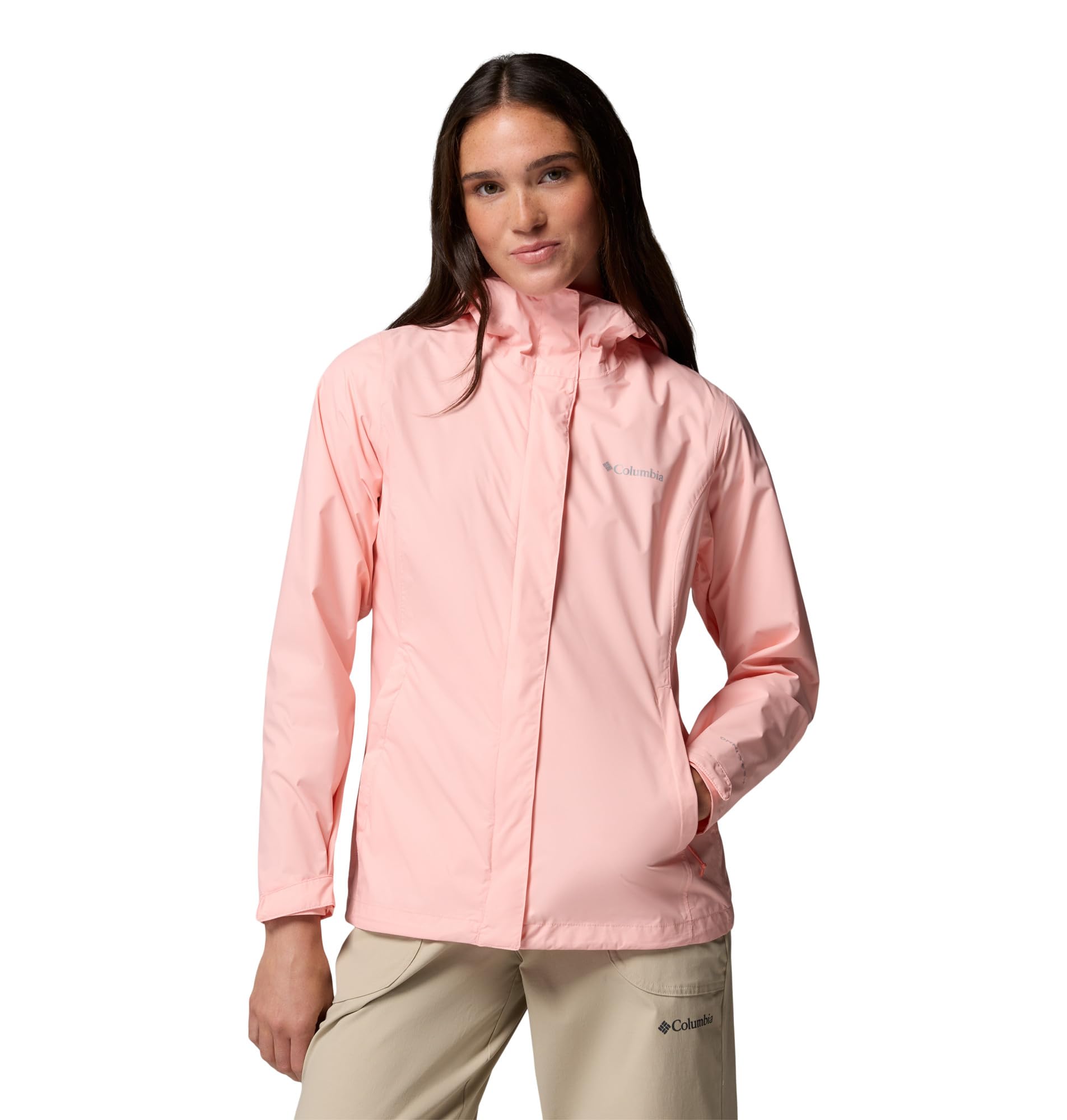 Columbia Women's Arcadia II Waterproof Rain Jacket, Pink Sand, Large Image