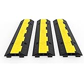 Happybuy 3 Pack of 2 Channel 11000lbs per Axle Capacity Protective Wire Cord Ramp Driveway Rubber Traffic Speed Bumps Cable P