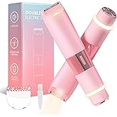 Bikini Trimmer for Women - 2 in 1 Painless Electric Razors for Women, IPX7 Waterproof Rechargeable LED Dual Head Electric Shaver for Lady Bikini Underarm, Body, Leg, Face Hair Remove (Pink)