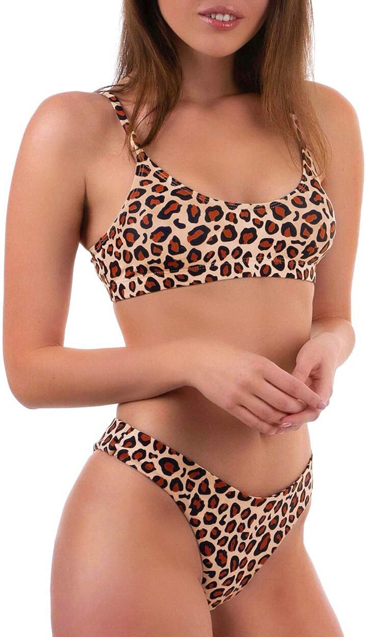 blue animal print bikini