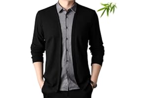 Men's Fake Two-Piece Shirt Collar Knitted Cardigan, Autumn Cardigan Sweaters for Men Open Front Pullover for Men