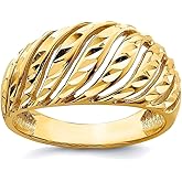JewelryWeb 10-marmm 14k Solid Polished Gold Open Slash Sparkle-Cut Dome Ring Size 7 Ring for Women