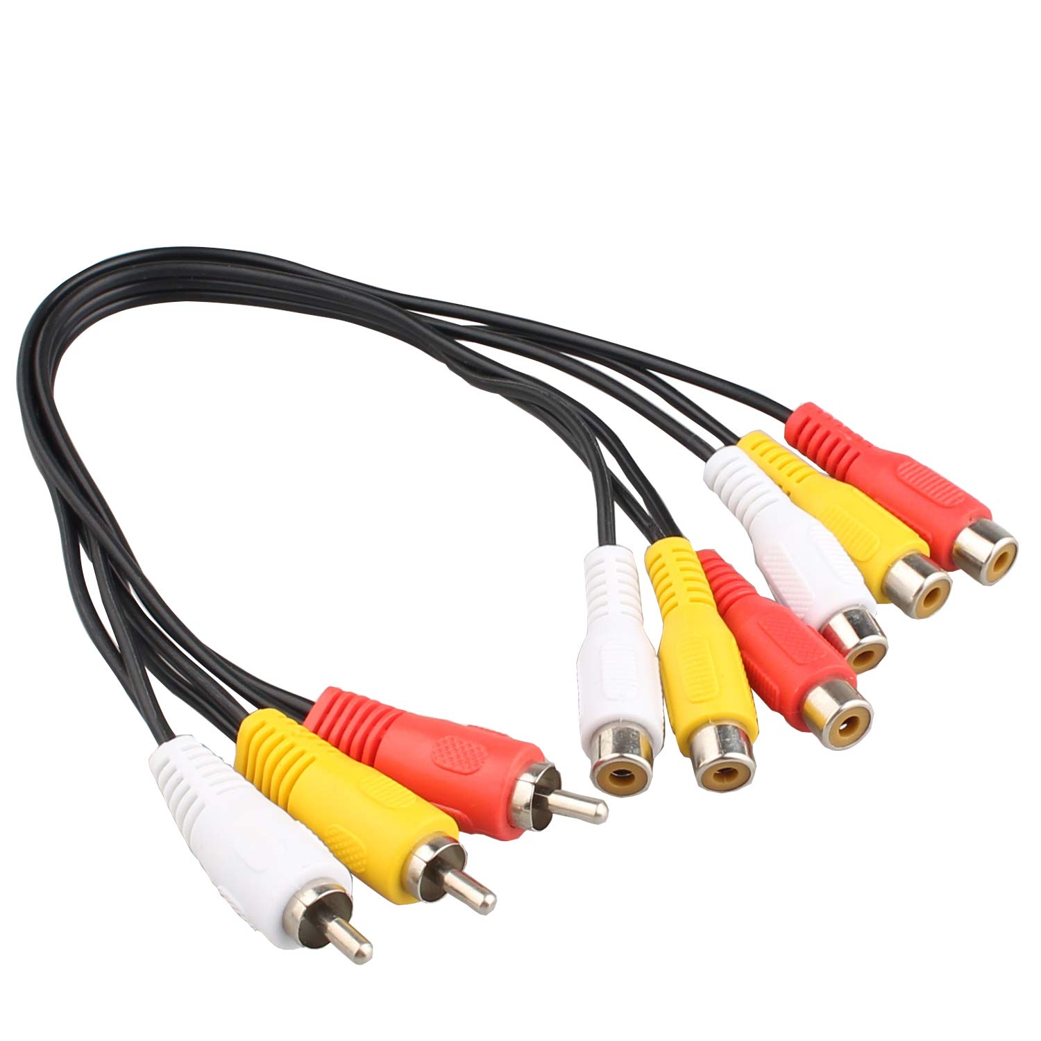 Futheda 3 RCA Male Jack to 6 RCA Female Plug Splitter Audio Video AV Adapter Cable 12 inch