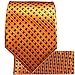 Paul Malone Necktie, Pocket Square and Cufflinks 100% Silk Orange Navy