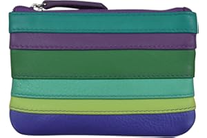 ili New York Mini Leather Coin Purse, Compact Design with Key Ring and RFID Protection for Women and Men in Vibrant Colors, Cool Tropics