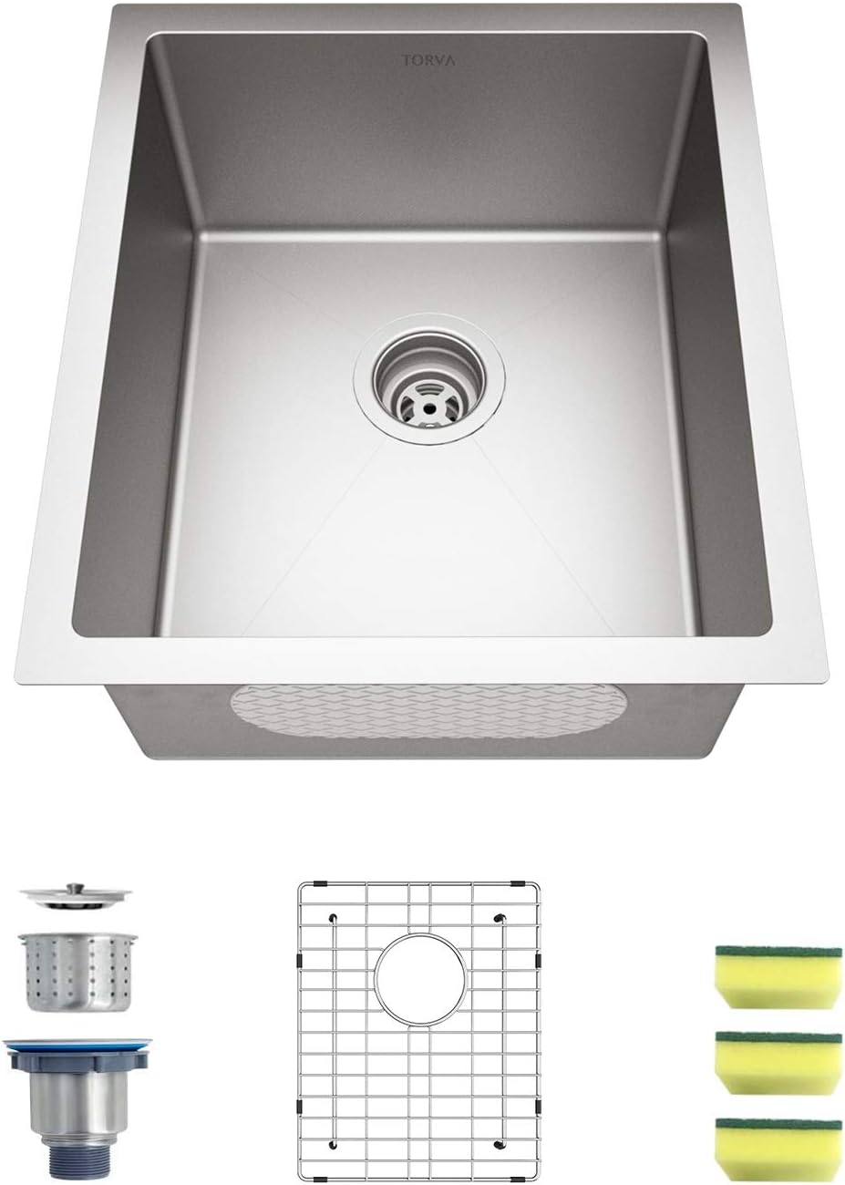 Torva 15 X 17 Inch Undermount Kitchen Sink 16 Gauge Stainless