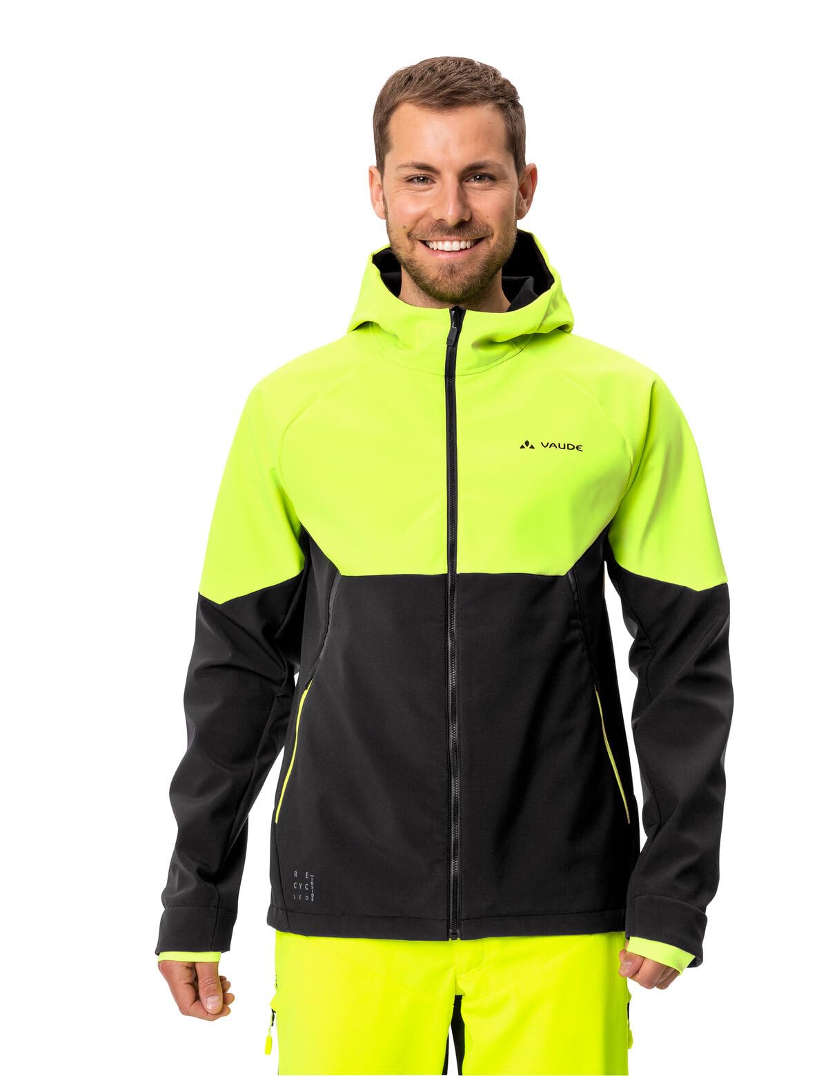 VAUDE Softshell Fahrradjacke Herren Qimsa – Wasserdichte & atmungsaktive Softshelljacke Herren, reflektierende Details, ideal fürs Radfahren im Herbst & Winter - in Gelb, Größe: M 2