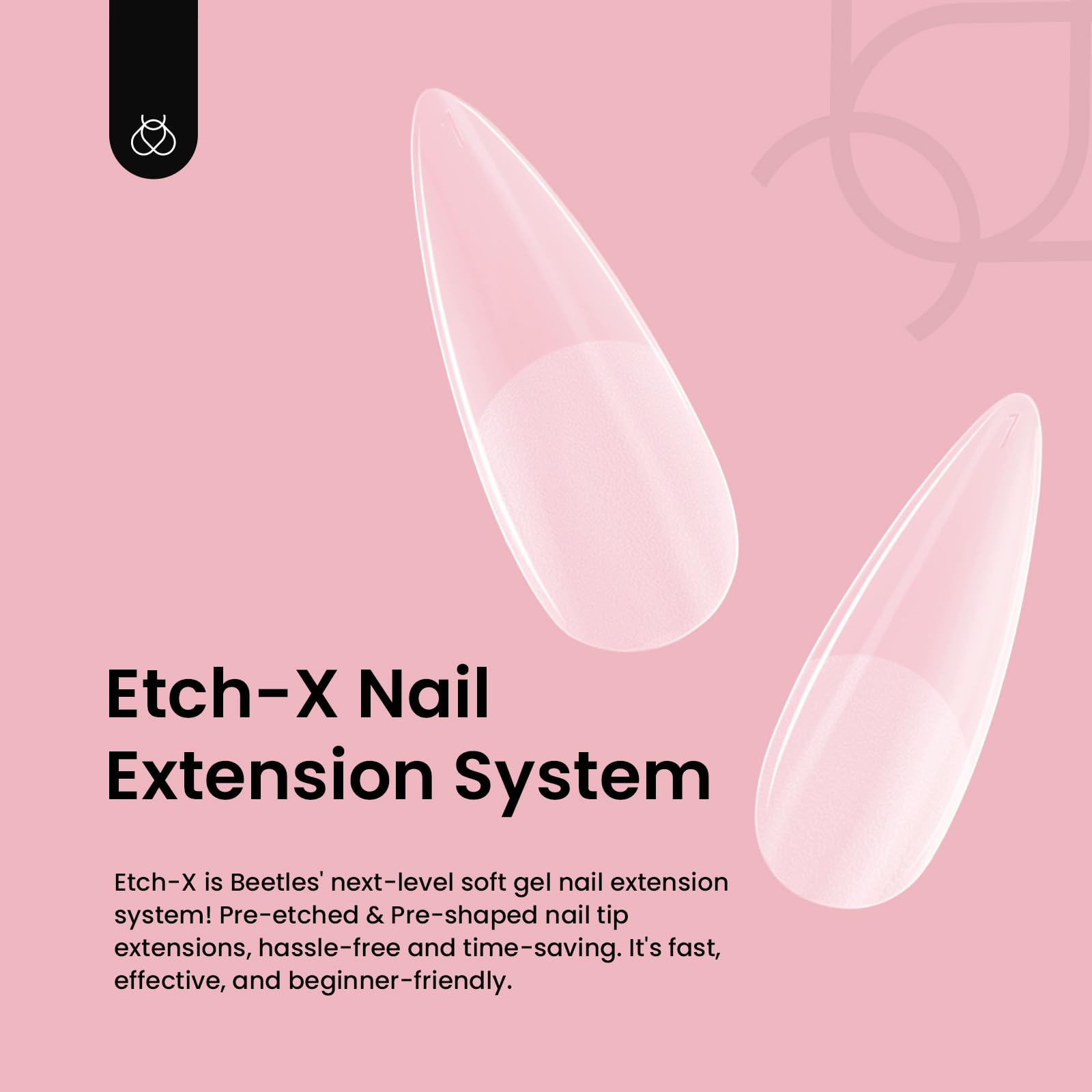 Beetles Stiletto Medium Nail Tips, 288 Pcs Pre-Shaped Etch X Nail Tips Fake Nails Soft Gel Nail Extension Acrylic Tips, Soak Off LED Nail DIY Salon at Home Gifts for Women - Image 3