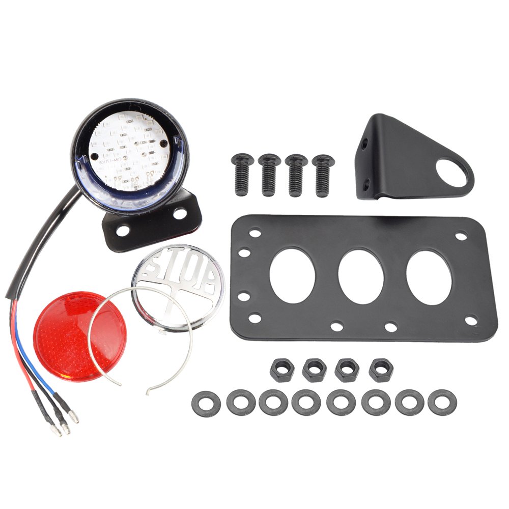 Benlari LED 1 inch Tail light Side Mount License Plate Bracket for