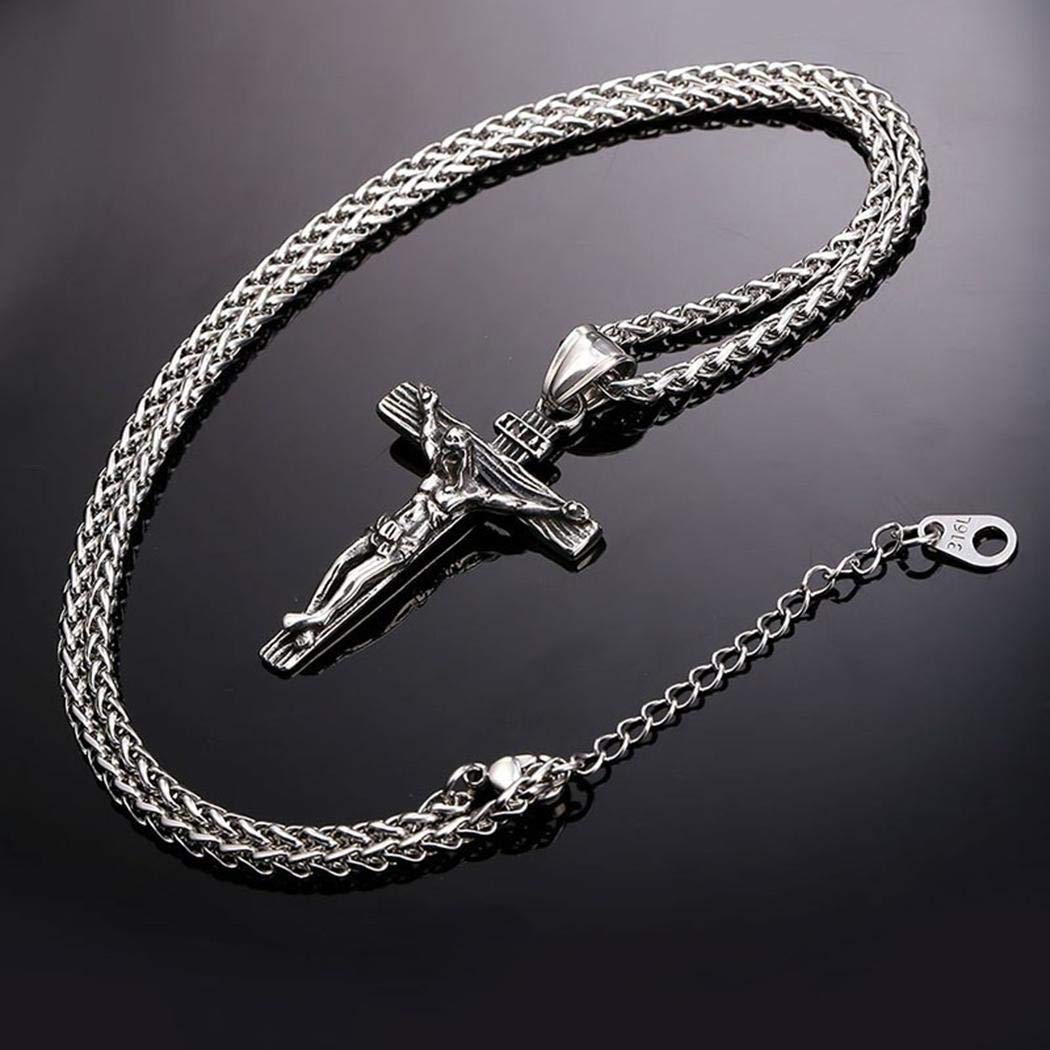 Kecooi Women Men Alloy Jesus Cross Pendant Chain Necklaces Party Jewelry Pendant Necklaces
