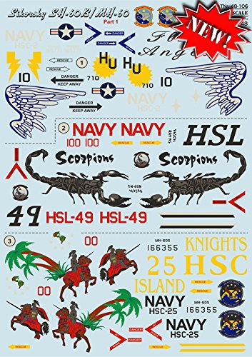 DECAL FOR AIRPLANE SIKORSKY SH-60B/MH-60 AIRCRAF 1/48 PRINT SCALE 48-106