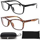 Nearsighted for Distance Myopia Glasses for Men Women Square 2-Pair for Driving 1.0 1.5 (Not Reading Glasses)