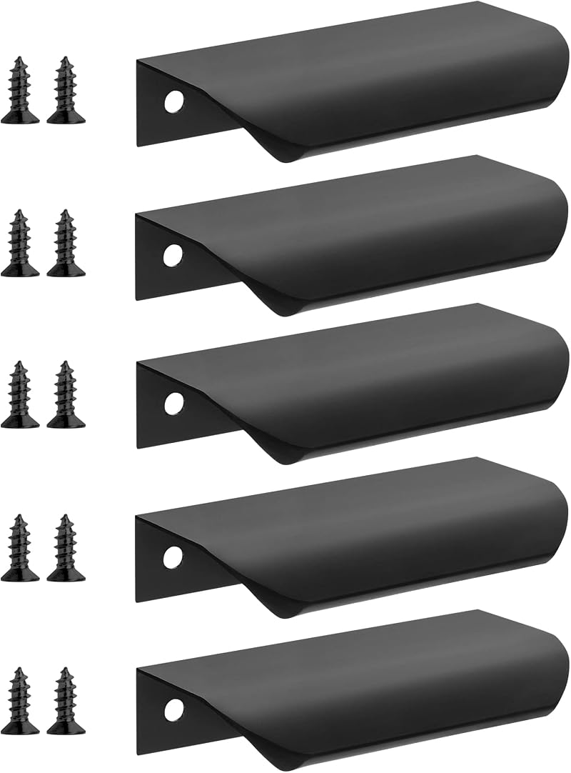 Malimali 5 Pack Matte Black 80mm Cabinet Handles Aluminum Modern Pulls